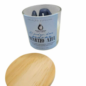 Vela Aromática de Romã e Figo com Quartzo Azul