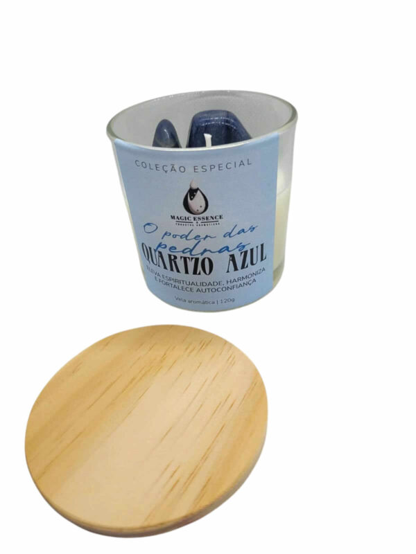 Vela Aromática de Romã e Figo com Quartzo Azul