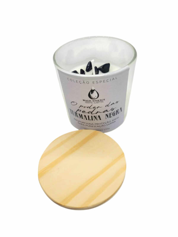 Vela Aromática de Cera de Coco Natural com Turmalinas