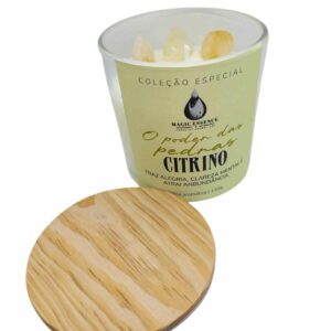 Vela de Coco Aromática e Natural com Pedras de Citrino