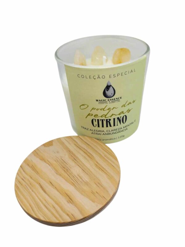 Vela de Coco Aromática e Natural com Pedras de Citrino