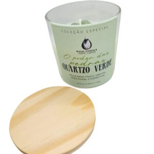 Vela Aromática de Romã e Figo de Cristal de Quartzo Verde