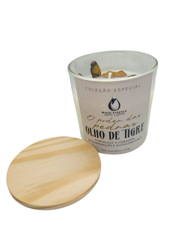Vela Aromática com Pedra Olho de Tigre - Romã e Figo