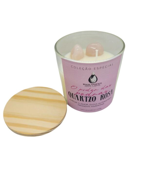 Vela Aromática de Figo e Romã com Cristais de Quartzo Rosa